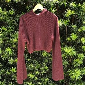 Purple Cropped Bell Sleeve Hoodie